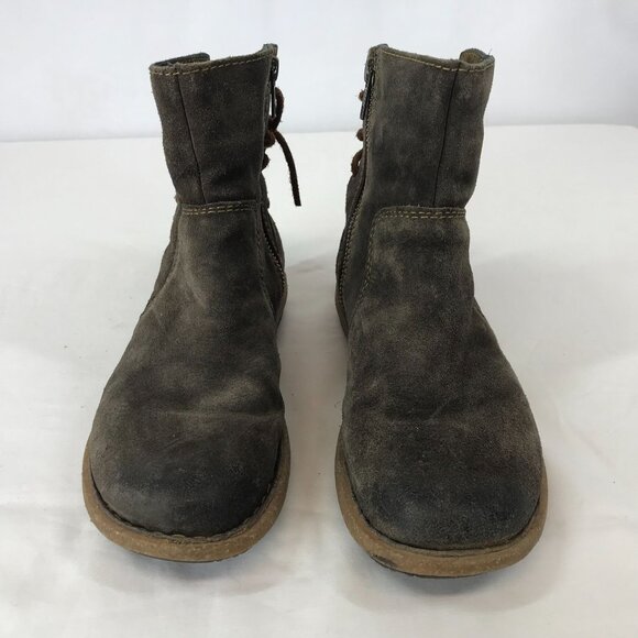 BORN ~ WOMENS 7/38 ~ BROWN TAN SUDE SIDE ZIP BOOT BOOTIE - Picture 4 of 8